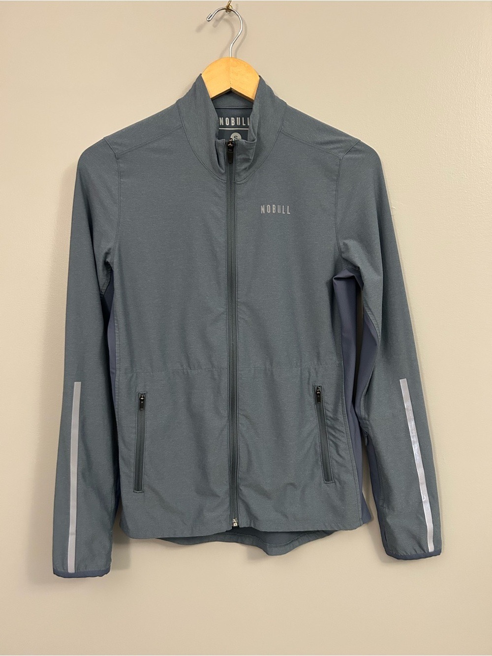 NOBULL Full Zip Reflective Blue Stone Training Jacket Small